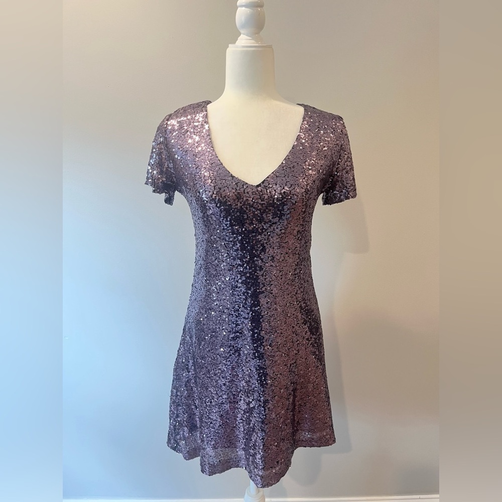 Lulus Light Up The Night Lavender Sequin Shift Cocktail Dress Size Small - Picture 2 of 8